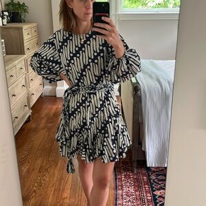 Rhode Ella Dress in Navy/White Pattern